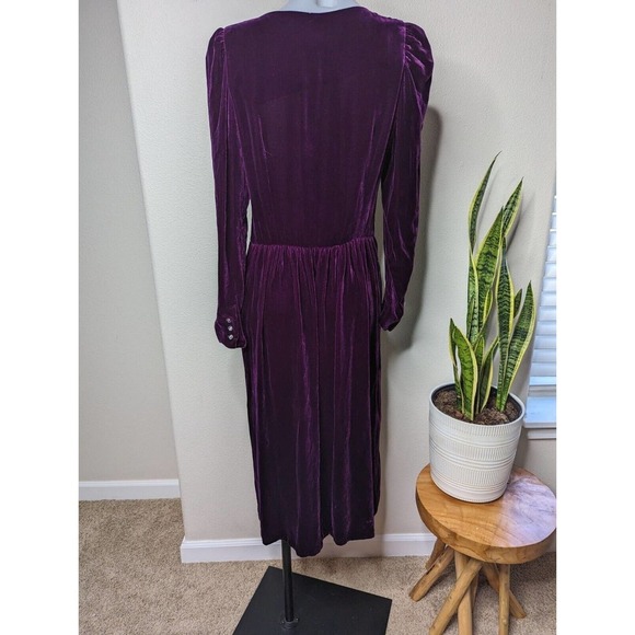 Vintage Valentine Red Velvet Dress liz claiborne cottagecore Button Front M - Picture 5 of 16